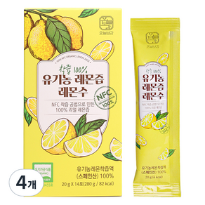 오늘보감 NFC착즙 100% 유기농 레몬즙 레몬수 14p, 280g, 4개