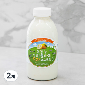 유기가공식품인증 우리울타리 유자 요구르트, 500ml, 2개