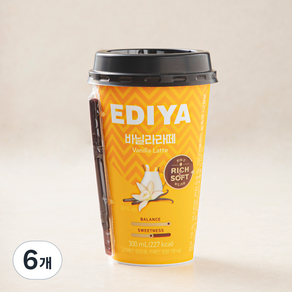 이디야 바닐라라떼, 6개, 300ml