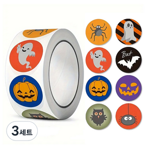 아이엔피 할로윈 롤 원형스티커 2.5cm A-125-25 8종 500p 세트, 혼합색상, 3세트