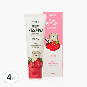 마이비 마일드 키즈치약 딸기향, 100g, 4개