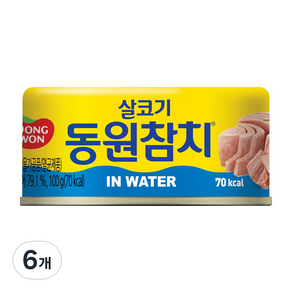 동원 살코기 참치 인 워터, 100g, 6개