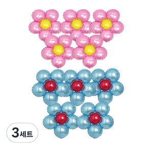 파티쇼 플라워 은박 풍선 핑크 5p + 라이트블루 5p