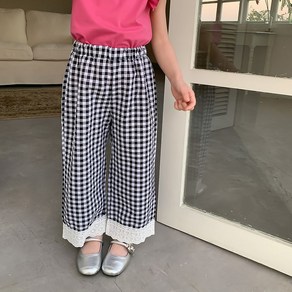 스타빈 여아용 레이스 체크 여름 팬츠