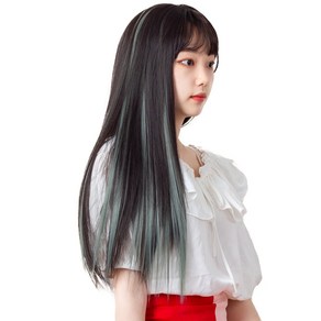 가발위드 와이드 컬러 포인트 피스 스트레이트 4p + 트윙클 붙임머리 세트, 다크카키(컬러피스), 랜덤발송(붙임머리), 1개
