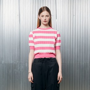 라티젠 여성용 L2 STRIPE SHORT SLEEVE KNIT