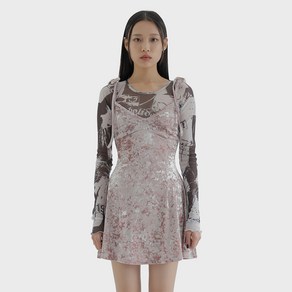 큐리티 C RIBBON FLARE VELVET DRESS