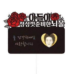 비비드레인 부모님 생신 용돈 케이크토퍼 53 정성껏 준비한 아들, 혼합색상, 1개