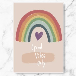 RYMD ainbow good vibes only 수지 액자, 화이트