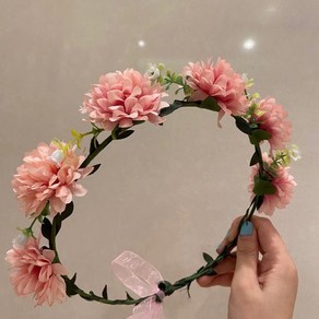 여성용 오늘도양 웨딩 머리 장식 화관, 살구색