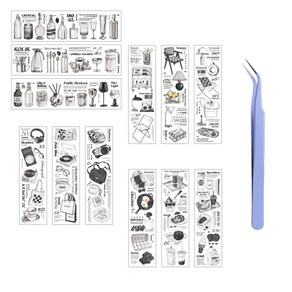 Infeel me 생활용품 드로잉 스티커 시리즈 4종 + 핀셋 세트, 랜덤발송(핀셋), 1세트