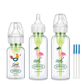 닥터브라운 데코 유리 젖병 내로우넥 120ml + 250ml x 2p 세트, 1단계(신생아용), 2단계, 혼합색상, 1개