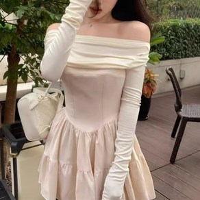 아이엠몽 여성용 리라도 플레어 캉캉 오프숄더 미니 원피스