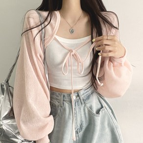 여성용 끈 볼레로 가디건