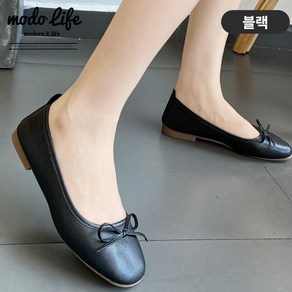 모도라이프 리본 포인트 편안한 플랫슈즈 데일리룩 1.5cm 굽