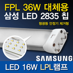 윤라이팅 9491 12314 삼성LED 16W 25W LPL램프 /기존안정기 제거형/2G11/LED FPL/삼파장대체용/간편설치/고역률/FPL36W 55W 형광등램프 대체용/주광색