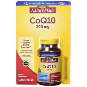 Natue Made CoQ10 내추럴리 오렌지 200mg - 식이 보충제 소프트젤 120, 1개, 120정