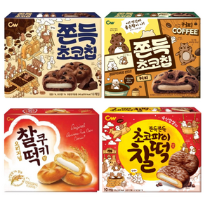 청우식품 찰떡쿠키 + 초코파이찰떡 +쫀득초코칩 + 쫀득초코칩커피 쫀득과자 모음, 1세트, 830g