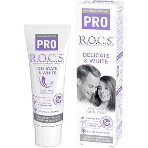 R.O.C.S. 록스 PRO 델리케이트 & 화이트 프레시민트 토탈케어 효소 함유 미백 치약 94g, 1개입, 1개