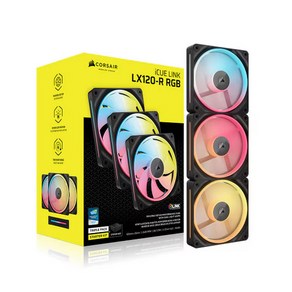 [CORSAIR] CORSAIR iCUE LINK LX120-R RGB STARTER KIT Revese [케이스쿨러][3팩 블랙], 1세트, 블랙, LX120-R STARTER KIT Revese