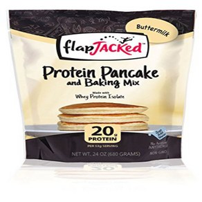 FlapJacked Potein Pancake & Baking Mix Buttemilk 24oz FlapJacked 단백질 팬케이크 & 베이킹 믹스 버터밀크 24oz, 1개, 680g