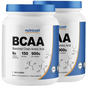 뉴트리코스트 BCAA 언플레이버드 글루텐 프리, 900g, 2개