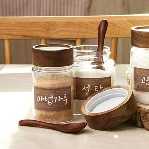 원목 내열유리 밀폐 우드뚜껑 양념병 대 335ml (CRO0017), 1개