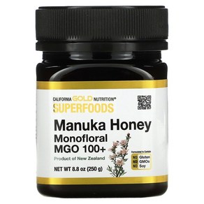 캘리포니아골드뉴트리션 슈퍼푸드 마누카 꿀 단일꽃 MGO 100+ 250g(8.8oz), 1개, 250g