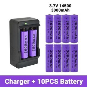 14500 충전식 리튬 이온 배터리 3000mAh AA 교체 배터리 라디오 마이크 전기 장난감 등에 사용 37V, 04 10Pcs  1chage