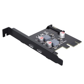 2 포트 PCI-E X1 to Type-C 확장 카드 PD 20W 충전 USB-C 허브 컨트롤러, 한개옵션0