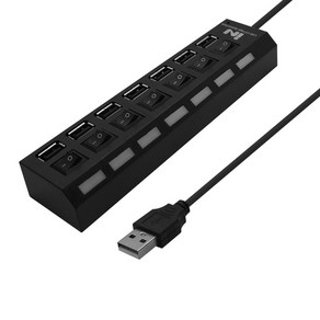 USB 허브 2.0 7포트 개별 스위치 블랙 INV063, 단일상품(IMZ2882), 선택없음