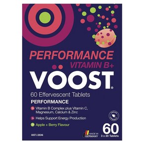 Voost Vitamin B+ Apple + Bey Pefomance Effevescent 60 Tablets Exclusive Size, 60정, 1개