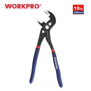 WORKPRO 180250mm워터 펌프 플라이어 범용 조절 가능 미끄럼 방지 컴포트 핸들, W031332VK 250MM, 1개