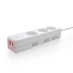 더슬림 개발형 USB 멀티콘센트 3구 SY-SB3 USB CT, 1.5m, 화이트 + 코랄, 1개