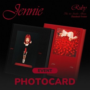 제니 JENNIE - The 1st Studio Album [Ruby] (Photobook) 2종 중 1종 랜덤 특전선택, 미공개 포토카드 3종 중 1종 랜덤