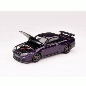 모터헬릭스 1:64 닛산 스카이라인 GT-R R34 V-Spec II 미드나잇 퍼플 (후드 오픈), 1개