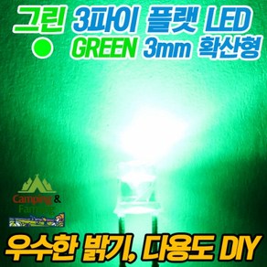 3파이 플랫 확산형LED(그린/DIY용/다용도/교재용)