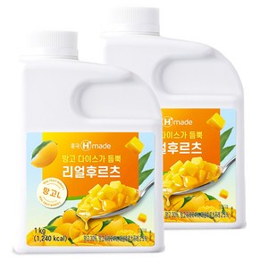 [업체발송] 흥국에프앤비 맘스 리얼베이스 후르츠 망고 1kg 2개세트, 2개