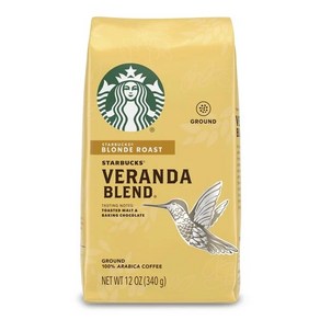 스타벅스 베란다 블렌드 브론드 로스트 그라운드 Stabucks Veanda Blend Blonde Roast Gound 12oz (340g), 340g, 1개