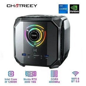 Chateey 탱크 미니 PC 인텔 코어 i9 12900H 엔비디아 3080 16G 게이밍 데스크탑 컴퓨터 4.0 와이파이, I7 12700H 3070 16G, 32G RAM 1TB SSD_EU, 1개