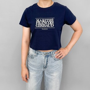 국내매장판 마리떼 프랑소와 저버 클래식 로고 크롭티 네이비 W CLASSIC LOGO CROP TEE NAVY 여성 반팔 티셔츠