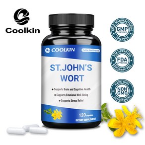 Coolkin 세인트존스워트추출물 300mg 긍정적인 감정을 지원하고 뇌 건강을 지원합니다 60/120캡슐, 60정, 1개