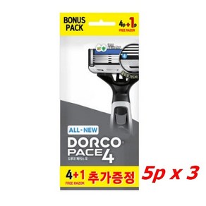 도루코 페이스4 일회용 4중날 면도기 5P x 3개 (총15개), 5개입