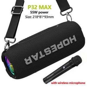 HOPESTAR P32 Max55W 고출력 블루투스 스피커 야외 방수 무선 칼럼 RGB 조명 효과 파티 노래방 서브우퍼, [01] P32MAX 55W balck, 1) Black, 1개