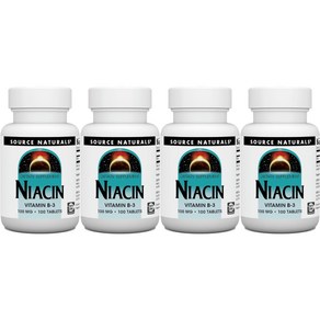 Souce Natuals 소스내추럴스 니아신 비타민 B3 100mg 테블릿, 4개, 100정