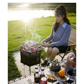 CAMPERY 화로대 일본식 불멍 블랙 숯불 경량 화목난로 캠핑난로 주물난로 농막난로 불멍기계, 1개, 1. 화로대 기본형