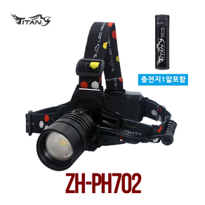 일주일 이벤트! 타이탄코리아 ZH-PH702 (18650충전지1알제공) 4300루멘(max) XHP70.2칩 3단멀티모드 각도조절 줌조절 LED헤드랜턴 후레쉬, 1개