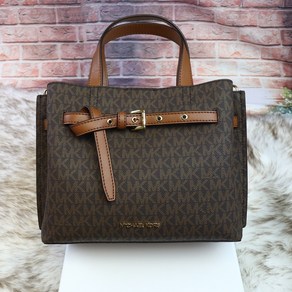 [미국직배송] 마이클코어스 Michael Kors Emilia Small Logo Satchel 에밀리아 멀티 패턴 스몰 사첼백 35H0GU5S1B-BROWN