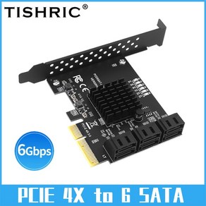 TISHRIC PCIE PCI E SATA 4X 1X ~ 2/6/10 포트 3.0 컨트롤러 pci Expess 멀티플라이어 확장 카드 6Gbps 애드온 카드 라이저, 04 4x to 6 sata