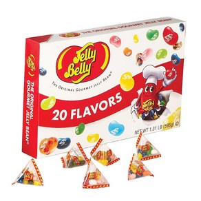 Jelly Belly 점보 0.6kg1.3파운드 다양한 젤리 빈 박스 - 20가지 맛 작은 개별 가방 공식 제품 정품 바로 소스, 1개, 595g